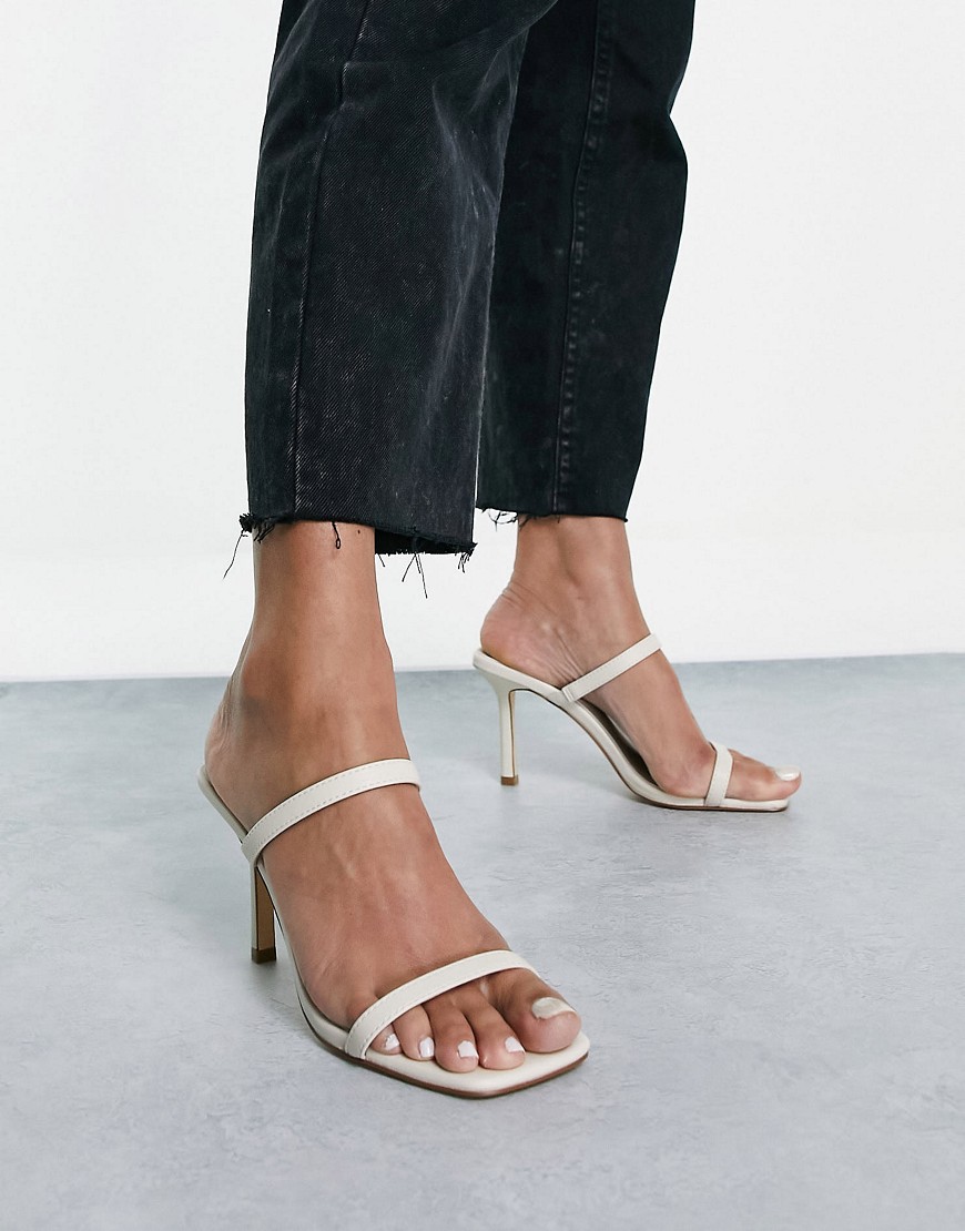 Ever New faux leather strappy siletto mules in stone-Neutral