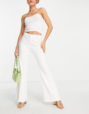 Ever New flared tailored pants in ivory-White