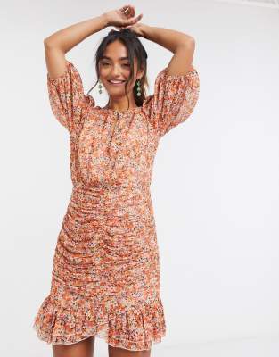 burnt orange floral dress