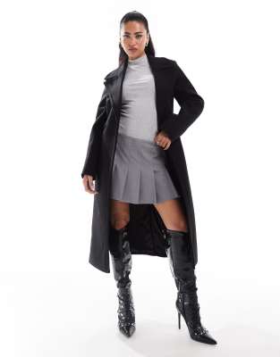Ever New Formal Wrap Coat In Black-neutral