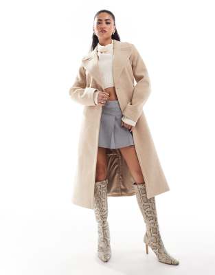 formal wrap coat in warm oatmeal-Neutral