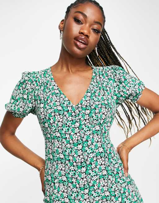 Green floral sales tea dress