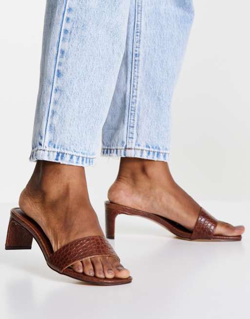 Brown store croc mules