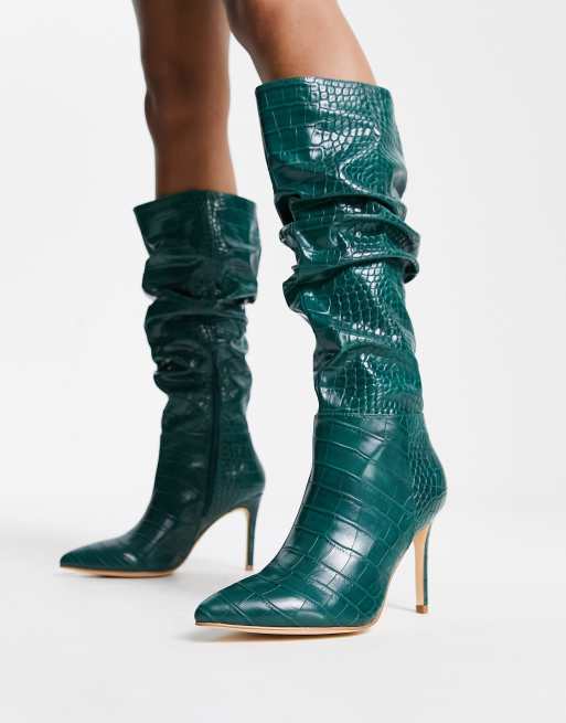 Emerald green on sale knee high boots