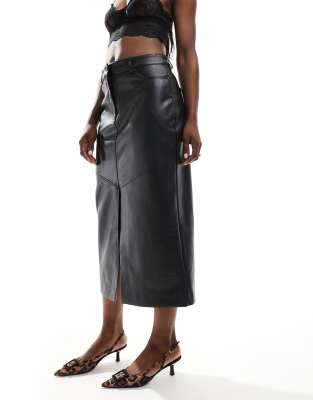 Ever New Leather Look Midi Skirt