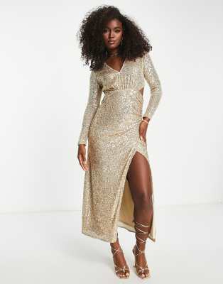 Ever New Long Sleeve Cut-out Midaxi Dress