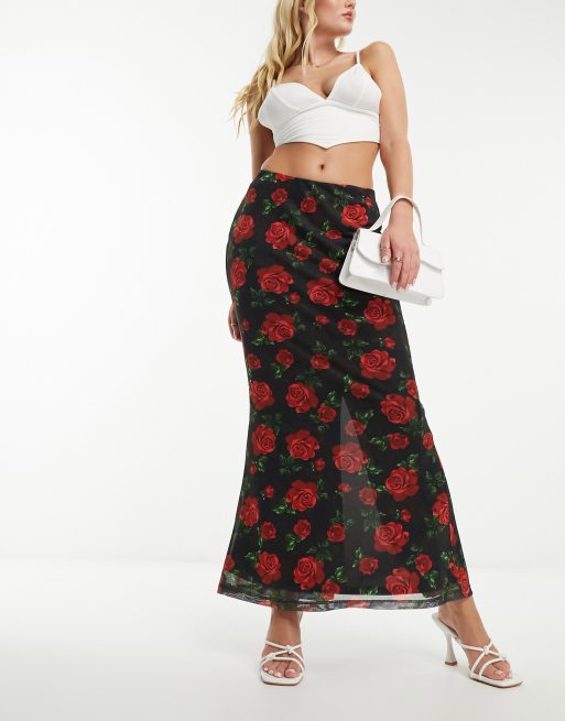 Rose print sale maxi skirt