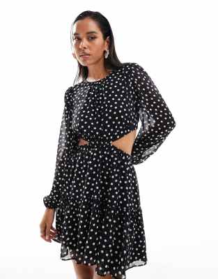 Ever New Mini Dress In Black Polka Dot - Part Of A Set-multi