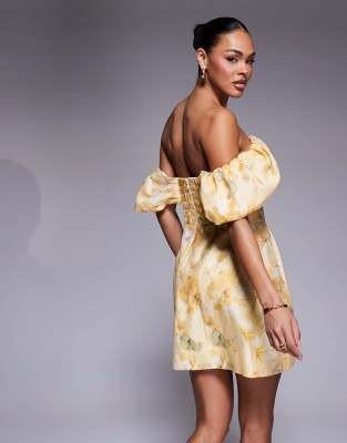 Ever New Off The Shoulder Mini Dress In Yellow