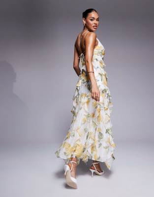 ◆Since Then◆ Latte ruffle long one-piece dress Latte Ruffle Long Dress | Romantic Designer Fall Dress