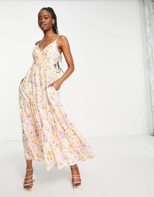 Ever New open back maxi dress in bright floral