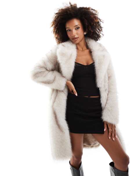 Ever New oversized faux fur coat in cream - view 1