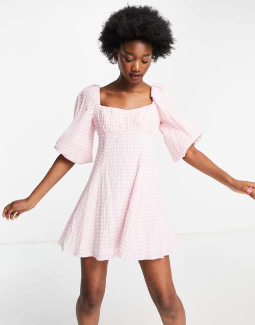 Annalie Pink Floral Ruched Detail Mini Dress – Get That Trend