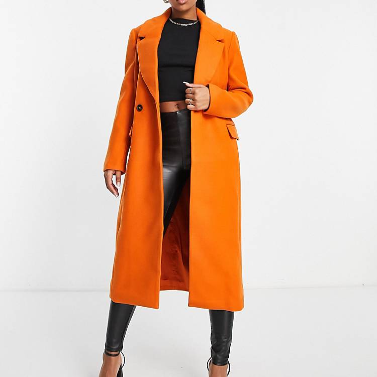 Ever New oversized woven coat in orange