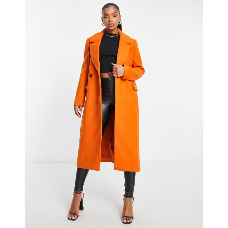 Ever New oversized woven coat in orange