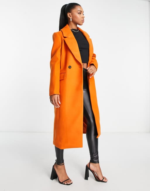 Ever New oversized woven coat in orange