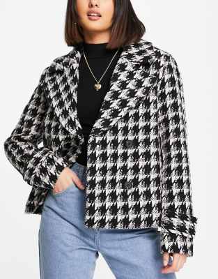 Ever New pea coat in houndstooth plaid