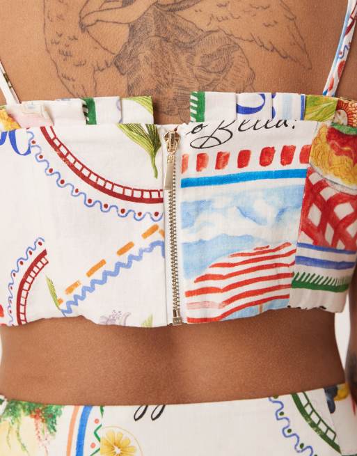 Ever New Petite bandeau top in postcard print - part of a set, 2 of 4