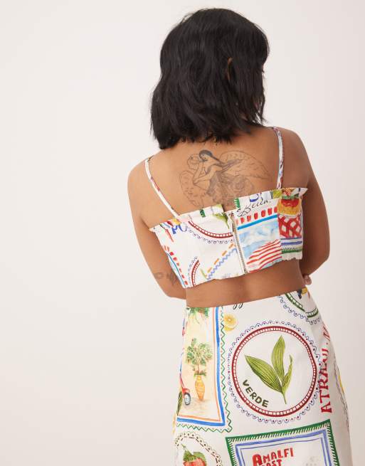 Ever New Petite bandeau top in postcard print - part of a set, 3 of 4