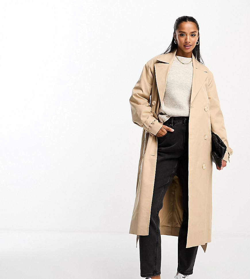 belted trench midi coat in camel-Neutral
