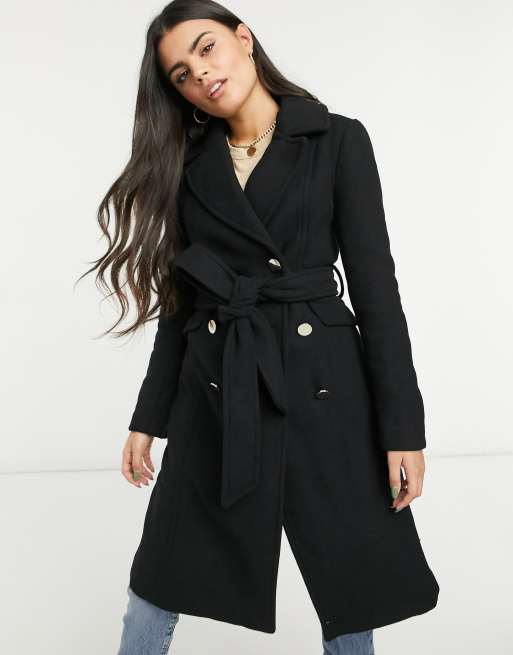 Petite belted cheap wool coat