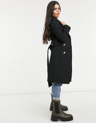 womens petite black wool coat