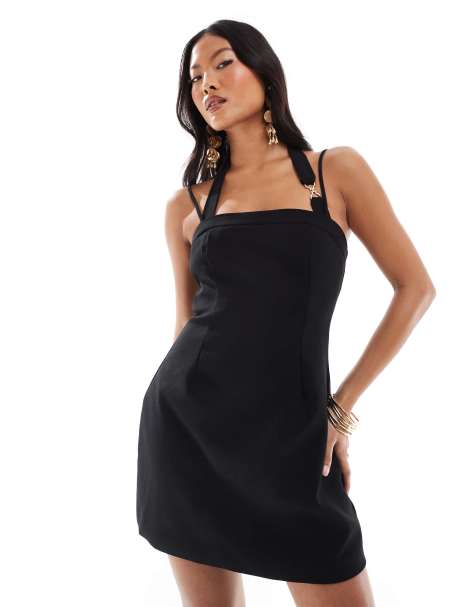 Ever New Petite buckle mini dress in black - view 1