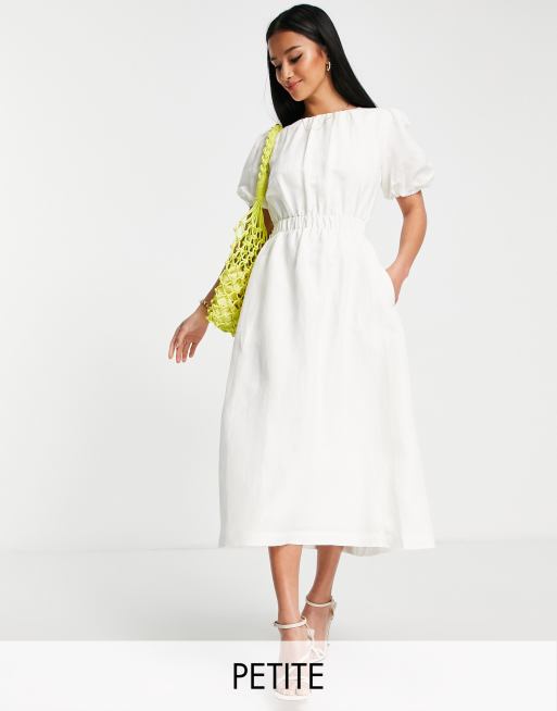 Ever New Petite cut out back cotton smock dress in white | ASOS