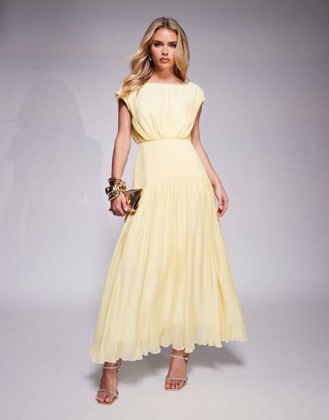 Ever New Petite drop hem maxi dress in lemon