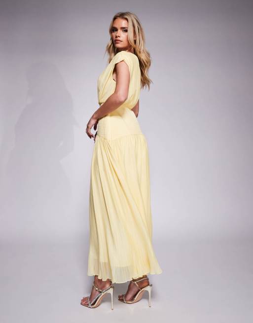Ever New Petite dropped hem maxi dress in lemon, 4 of 4