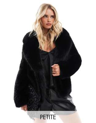 faux fur coat in black