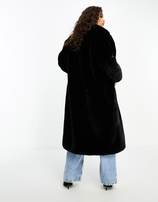 Black faux best sale fur coat petite