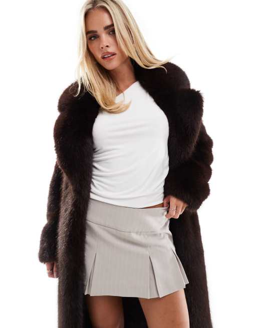 Ever New Petite faux fur maxi coat in chocolate | ASOS