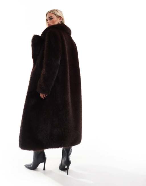 Ever New Petite faux fur maxi coat in chocolate | ASOS