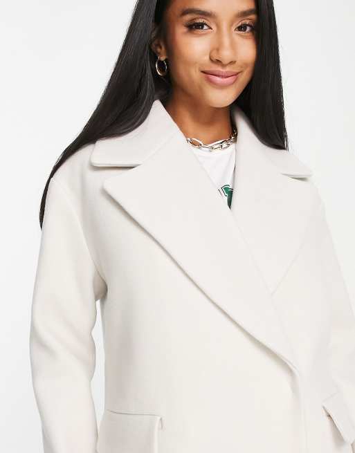 Forever New Petite formal cocoon coat in cream