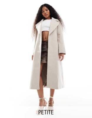 formal maxi wrap coat in cream-White