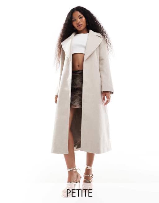 Ever New Petite Formal Maxi Wrap Coat in cream White