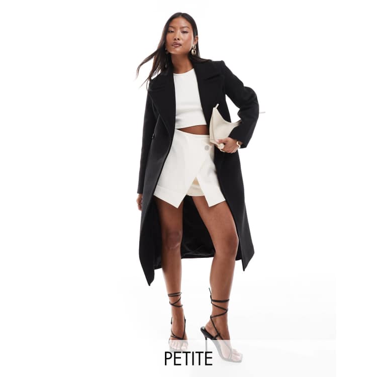 Ever New Petite formal wrap coat in black ASOS
