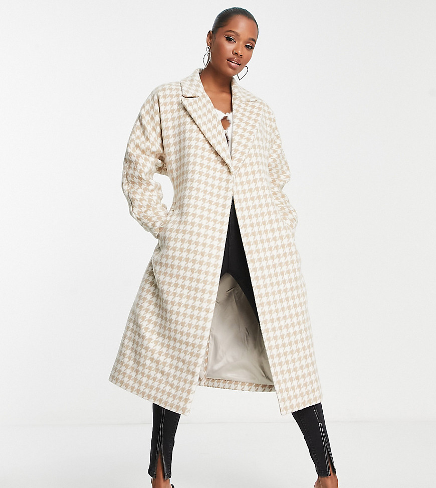 Ever New Petite formal wrap coat in herringbone check-Gray