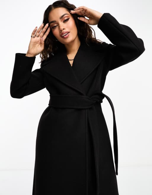 Petite black wrap on sale coat