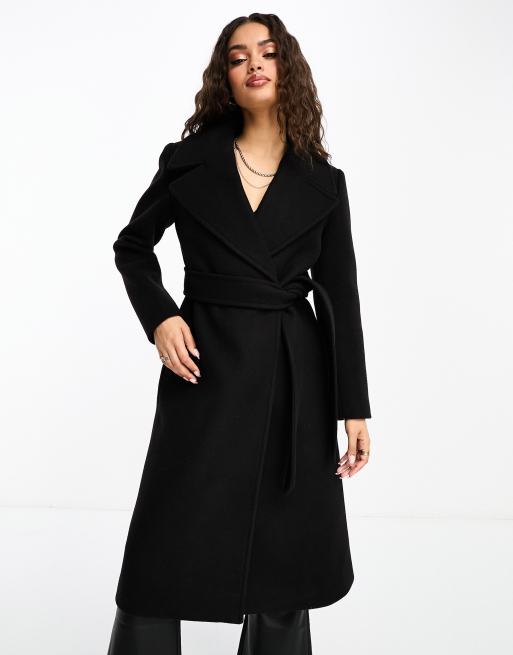 Black long best sale wrap coat