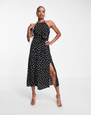 Black Polka Dot Halter Dress