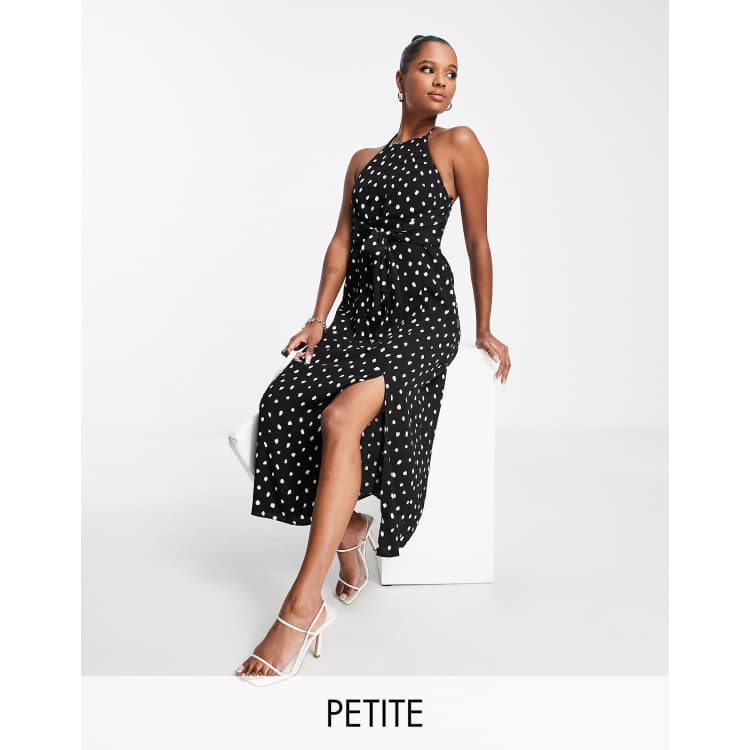 Ever New Petite halter neck midi dress in polka dot