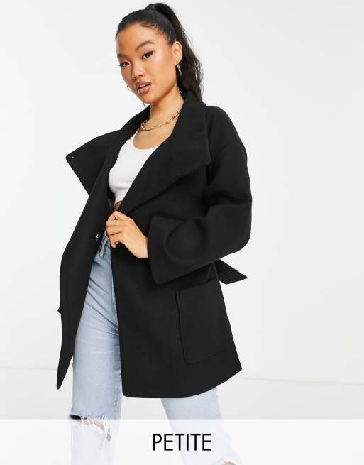 Black wool tie clearance coat