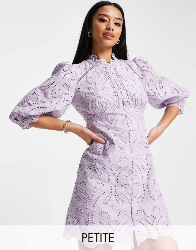 Ever New Petite lace empire waist mini dress in lilac