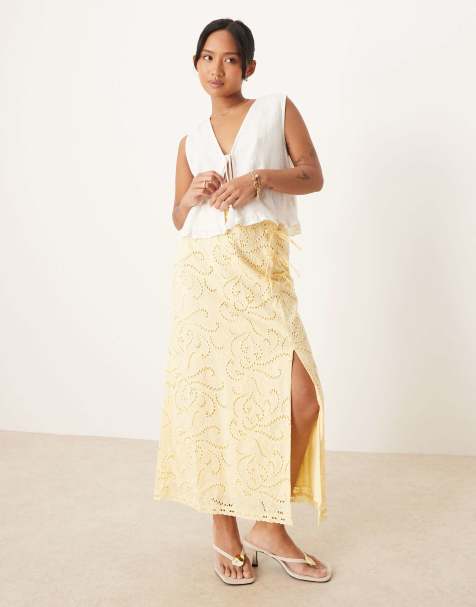 Ever New Petite linen look maxi skirt in yellow - part of a set - view 1
