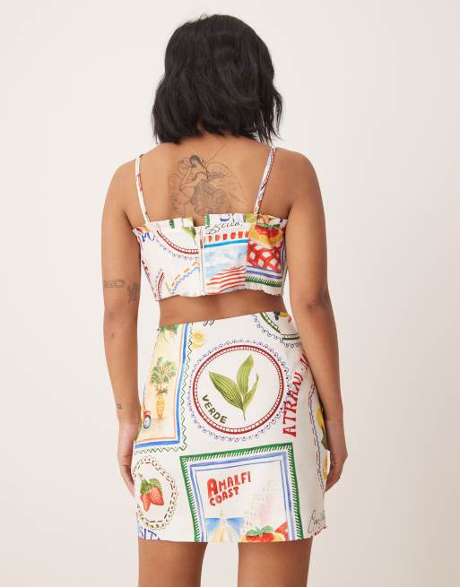 Ever New Petite mini skirt in postcard print - part of a set, 3 of 4