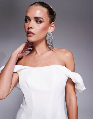 Ever New Petite Off The Shoulder Mini Dress In White