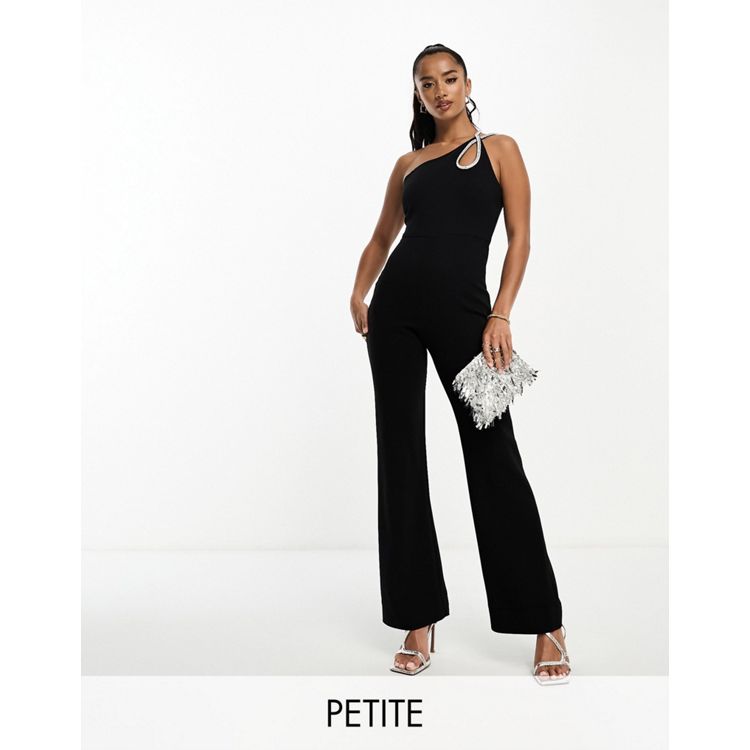 Rebellious Fashion drop shoulder fitted jumpsuit in black