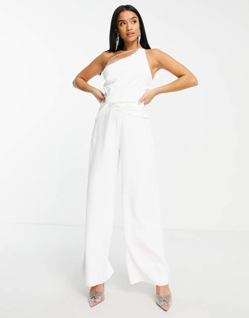 White one cheap arm jumpsuit